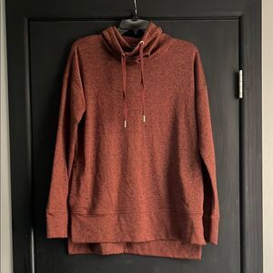 Brown Cowl Neck Sweater with Turtleneck Design